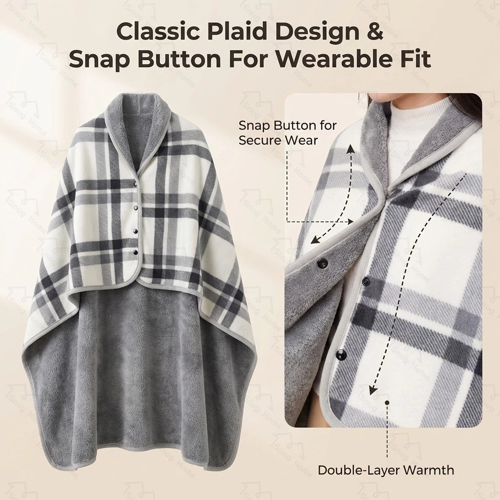 Blanket Fleece Wearable Comfy Poncho Throw with Buttons Plush Kumot Cotton Blanket