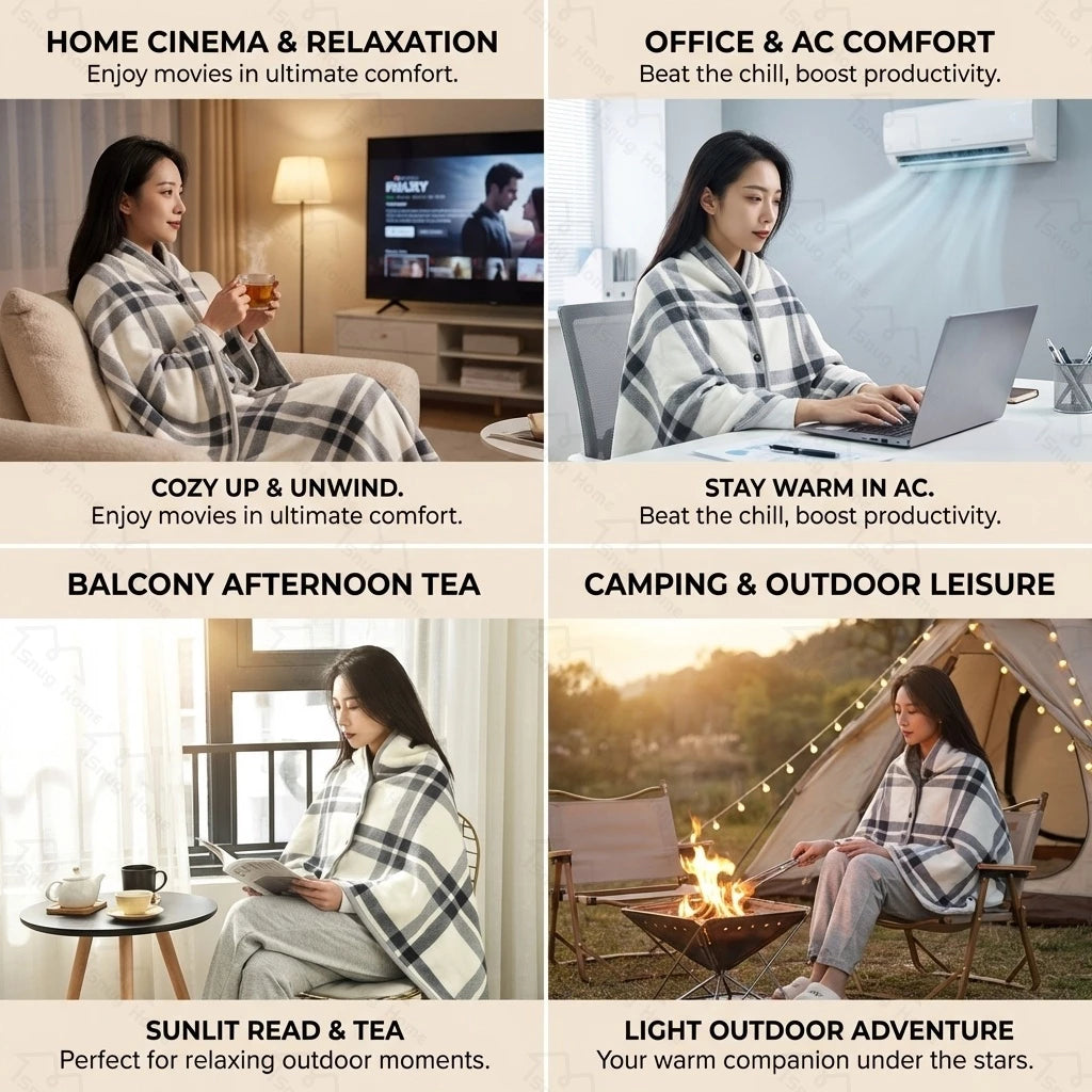 Blanket Fleece Wearable Comfy Poncho Throw with Buttons Plush Kumot Cotton Blanket