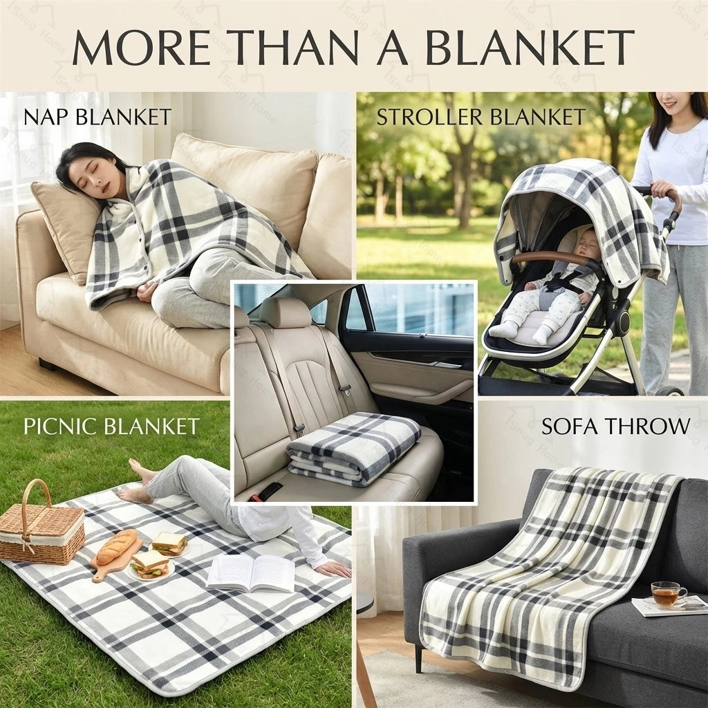 Blanket Fleece Wearable Comfy Poncho Throw with Buttons Plush Kumot Cotton Blanket