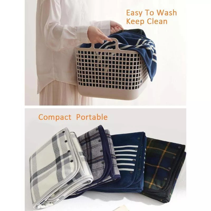 Blanket Fleece Wearable Comfy Poncho Throw with Buttons Plush Kumot Cotton Blanket