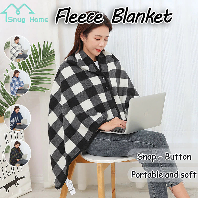 Blanket Fleece Wearable Comfy Poncho Throw with Buttons Plush Kumot Cotton Blanket