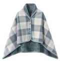 Blanket Fleece Wearable Comfy Poncho Throw with Buttons Plush Kumot Cotton Blanket